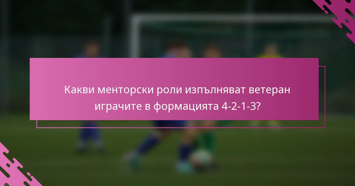 Какви менторски роли изпълняват ветеран играчите в формацията 4-2-1-3?